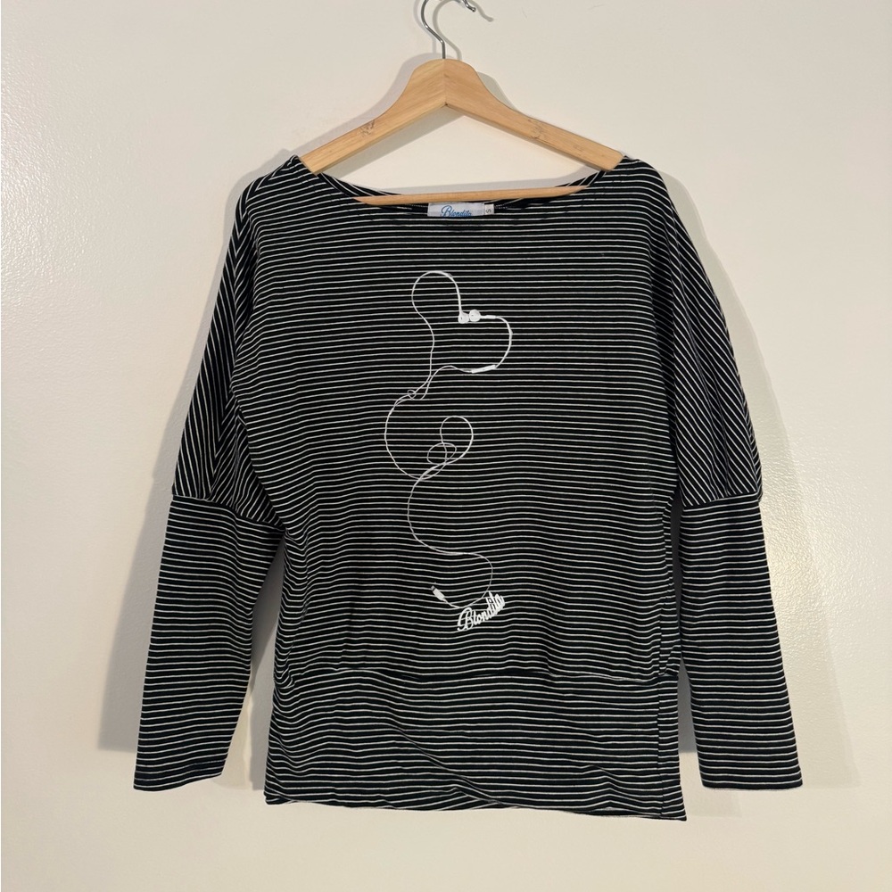 Black and White Striped Long Sleeve Top